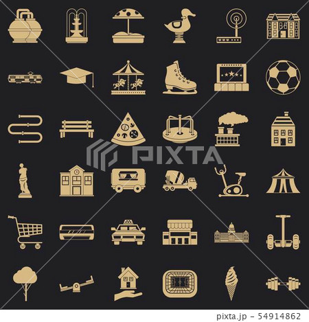 Urban icons set, simple style 54914862