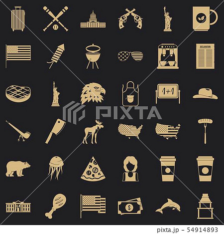Usa icons set, simple style Usa icons set, simple style 54914893