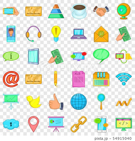 Contact us icons set, cartoon style Contact us icons set, cartoon style 54915040
