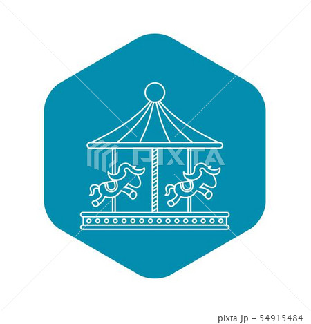 Vintage carousel with horses icon, outline style 54915484