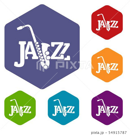 Saxophone icons vector hexahedron 54915787