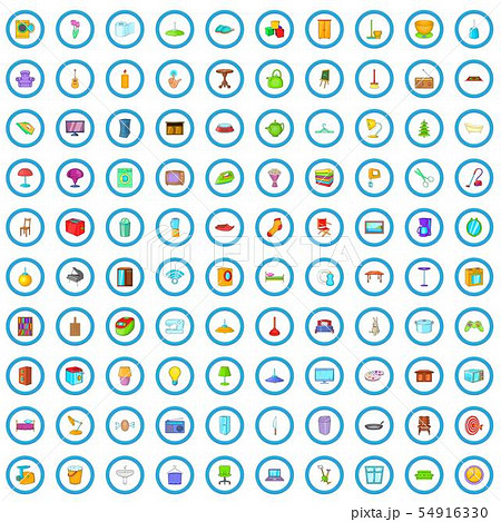 100 interior icons set, cartoon style 54916330