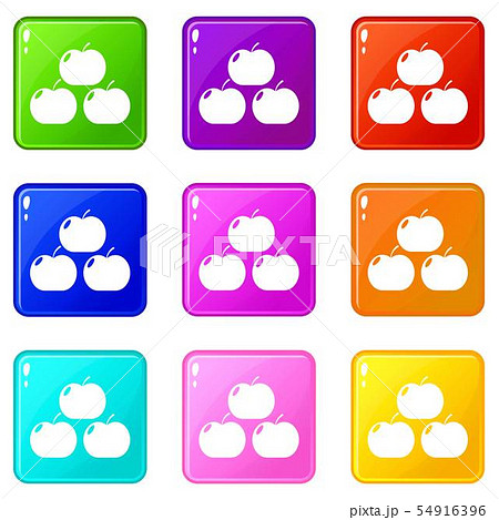 Apples icons set 9 color collection 54916396