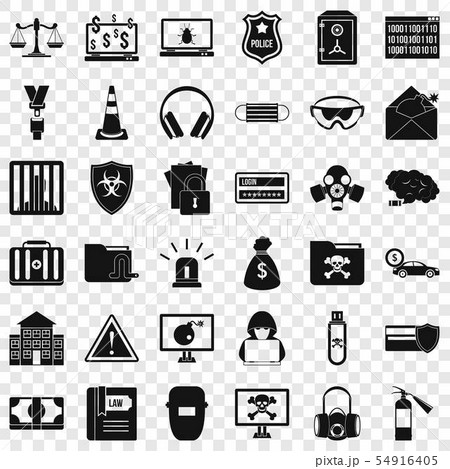 Crime icons set, simple style 54916405