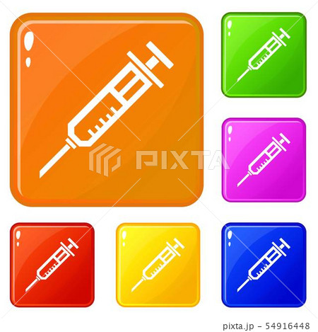 Sharp syringe icons set vector color Sharp syringe icons set vector color 54916448
