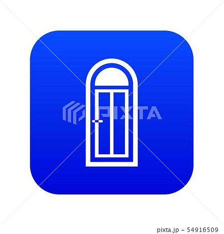 Arched wooden door with glass icon digital blue 54916509