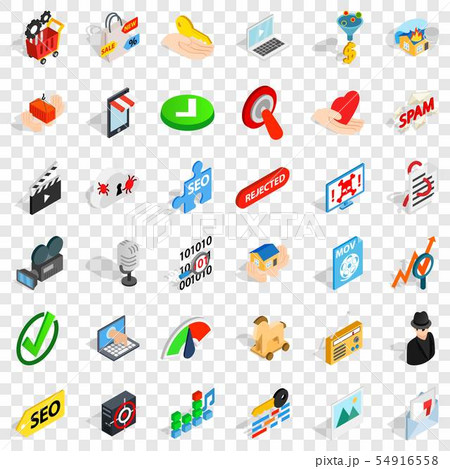 Computer protection icons set, isometric style Computer protection icons set, isometric style 54916558