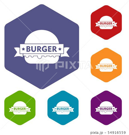 Emblem burger icons vector hexahedron 54916559