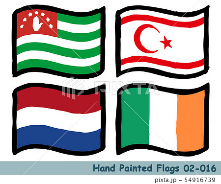 手描きの旗アイコン,アブハジアの国旗,北キプロスの国旗,オランダの国旗,アイルランドの国旗