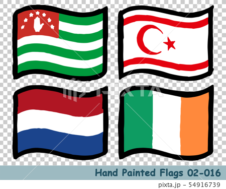 手描きの旗アイコン アブハジアの国旗 北キプロスの国旗 オランダの国旗 アイルランドの国旗のイラスト素材