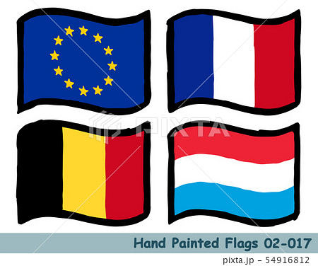 手描きの旗アイコン,欧州旗,フランスの国旗,ベルギーの国旗,ルクセンブルクの国旗