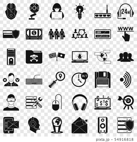 Cyber crime icons set, simple style 54916818