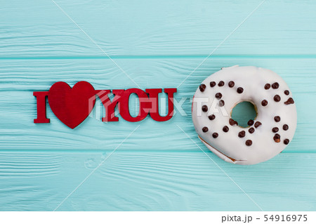 Composition with donut for Valentines holiday. Composition with donut for Valentines holiday. 54916975