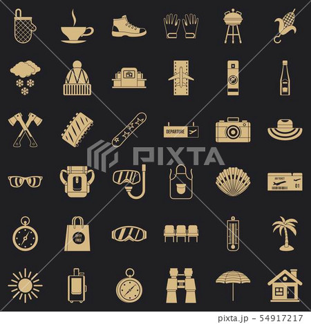 Summer vacation icons set, simple style Summer vacation icons set, simple style 54917217