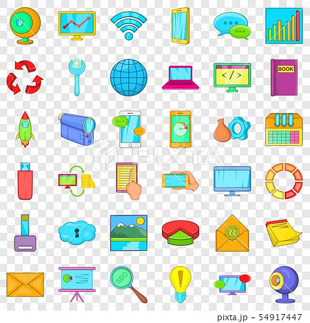 File database icons set, cartoon style 54917447