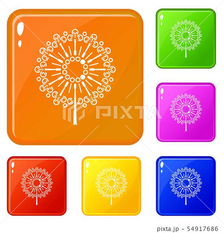 Dandelion flower icons set vector color 54917686