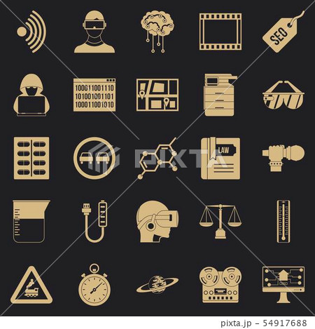 Gaining knowledge icons set, simple style Gaining knowledge icons set, simple style 54917688
