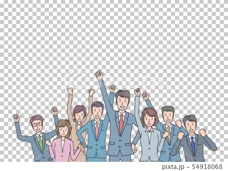 Office workers gathering at guts pose 54918068