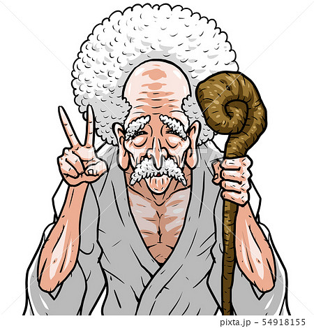 神様 白着物 左杖右チョキ 54918155
