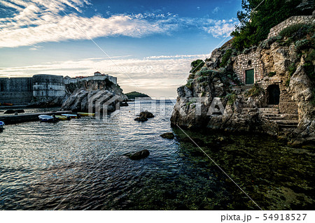 Port in old city center of town Dubrovnik, Croatia 54918527