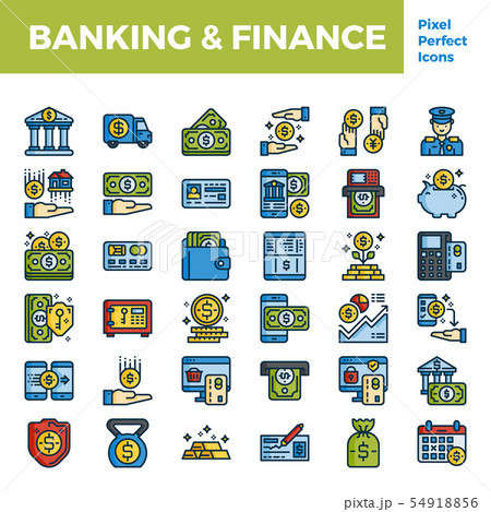 Banking and finance outline color icon 54918856