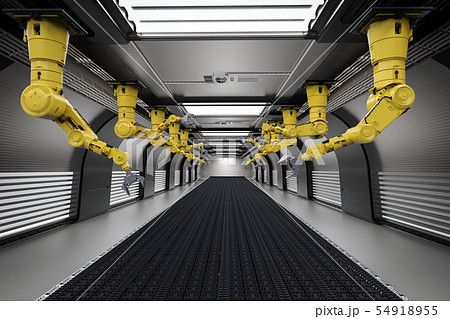robot arm with conveyor line 54918955