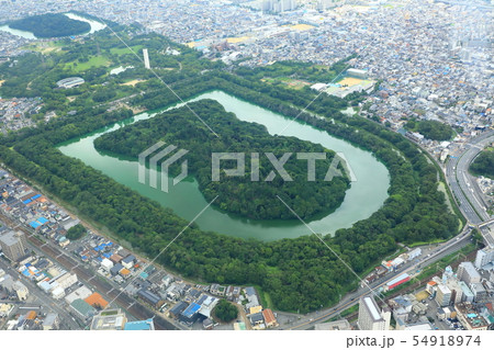 仁徳天皇陵古墳、履中天皇陵古墳 空撮 54918974