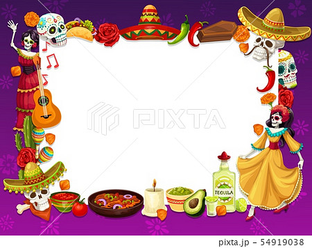 Day of Death holiday in Mexico, frame of symbols 54919038