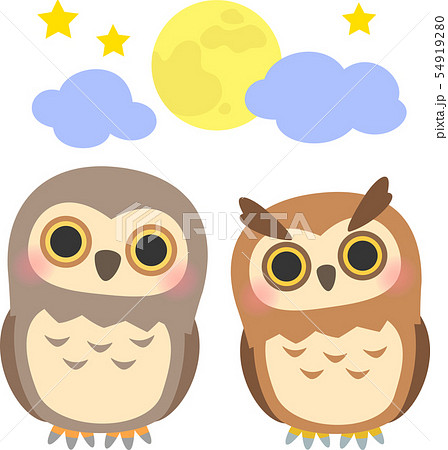 フクロウとミミズクのイラスト素材