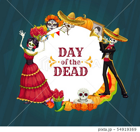 Day of the Dead skeletons, sugar skulls, Catrina 54919369