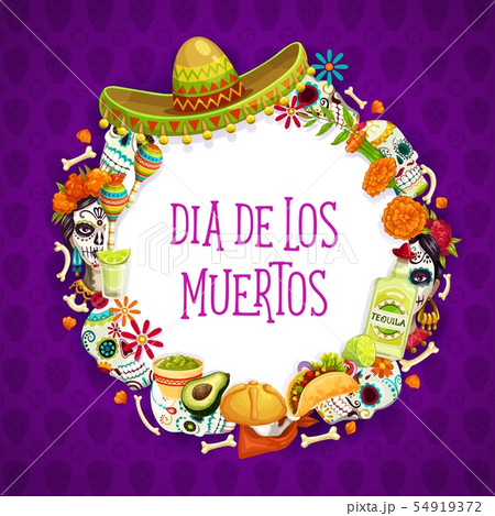 Mexican Day of Dead signs, lettering and frame 54919372