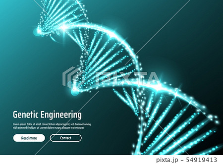 DNA molecula helix with glowing lights, particles 54919413