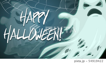 Happy Halloween, spooky ghost in spider web Happy Halloween, spooky ghost in spider web 54919422