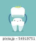 Dental crown, tooth put in crown, dental cartoon c 54919751