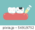 Sick tooth with treatment, medical dental cartoon  54919752