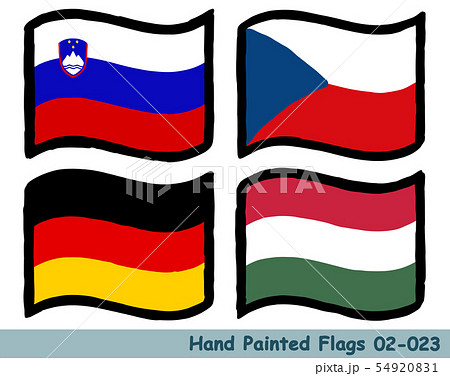 手描きの旗アイコン,スロベニアの国旗,チェコの国旗,ドイツの国旗,ハンガリーの国旗