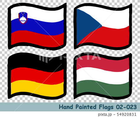 手描きの旗アイコン スロベニアの国旗 チェコの国旗 ドイツの国旗 ハンガリーの国旗のイラスト素材 5491