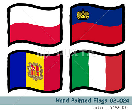 手描きの旗アイコン,ポーランドの国旗,リヒテンシュタインの国旗,アンドラの国旗,イタリアの国旗