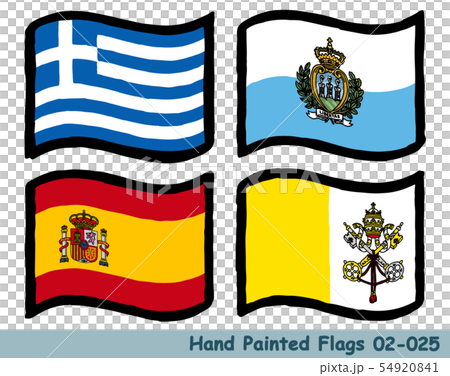 手描きの旗アイコン,ギリシャの国旗,サンマリノの国旗,スペインの国旗,バチカンの国旗 54920841