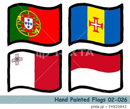 手描きの旗アイコン,ポルトガルの国旗,マデイラ諸島の旗,マルタの国旗,モナコの国旗