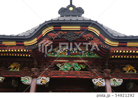 7月　熊谷63国宝妻沼聖天山・本殿正面の彫刻・琴棋書画全景ほか 54921292