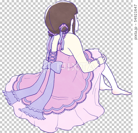 A woman in lolita clothes sitting barefoot with her back turned (pink) A woman in lolita clothes sitting barefoot with her back turned (pink) 54921647