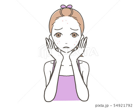 美容 ニキビに悩む 女性のイラスト 美容 ニキビに悩む 女性のイラスト 54921792