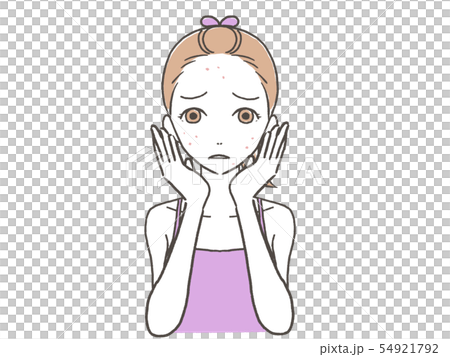 美容 ニキビに悩む 女性のイラスト 美容 ニキビに悩む 女性のイラスト 54921792
