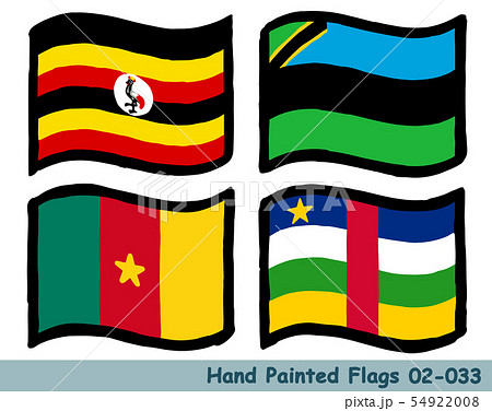 手描きの旗アイコン,ウガンダの国旗,ザンジバルの国旗,カメルーンの国旗,中央アフリカの国旗