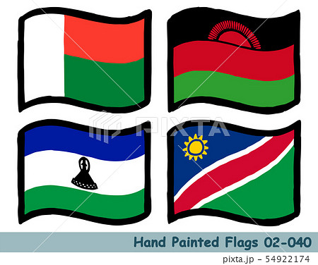 手描きの旗アイコン マダガスカルの国旗 マラウイの国旗 レソトの国旗 ナミビアの国旗のイラスト素材 54922174 Pixta