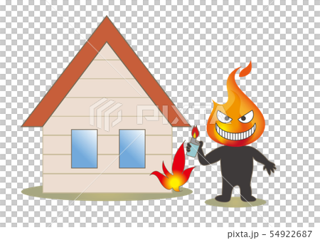 火の用心・住宅とライターの放火魔 54922687