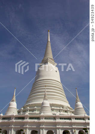 big white pagoda on blue sky big white pagoda on blue sky 54923439