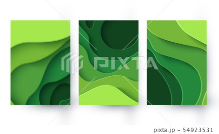 Vector eco abstract green paper cut backgroundのイラスト素材 [54923531] - PIXTA