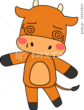 かわいい　牛　肉牛　家畜　マスコット　表情　ポーズ　イラスト 54924824